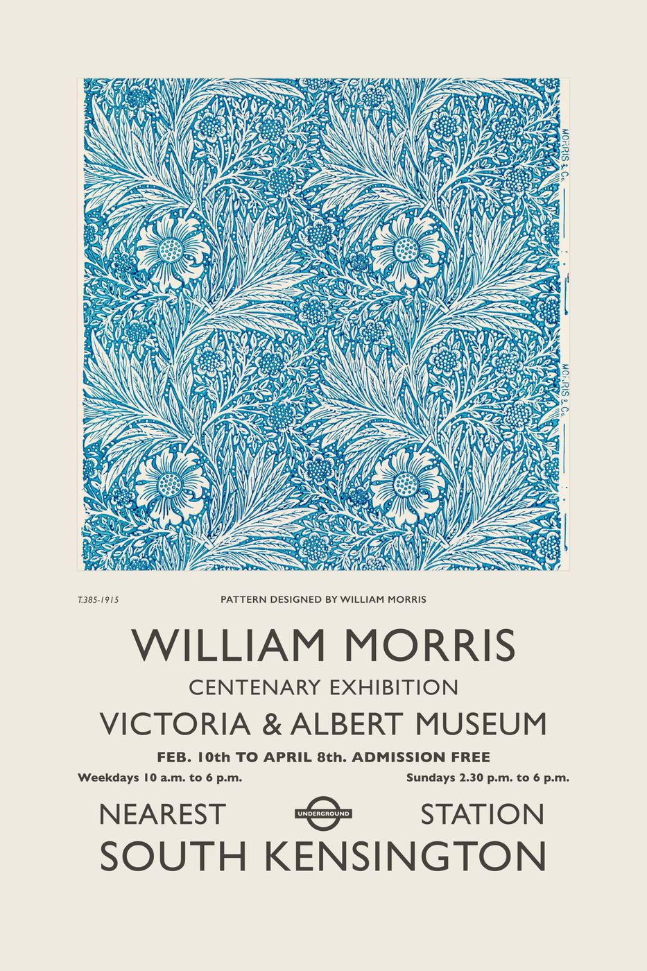 William Morris V&A Exhibition Print No. 20 - Vintage Art Nouveau Poster, Morris Floral Pattern Wall Art, Museum Gallery Poster