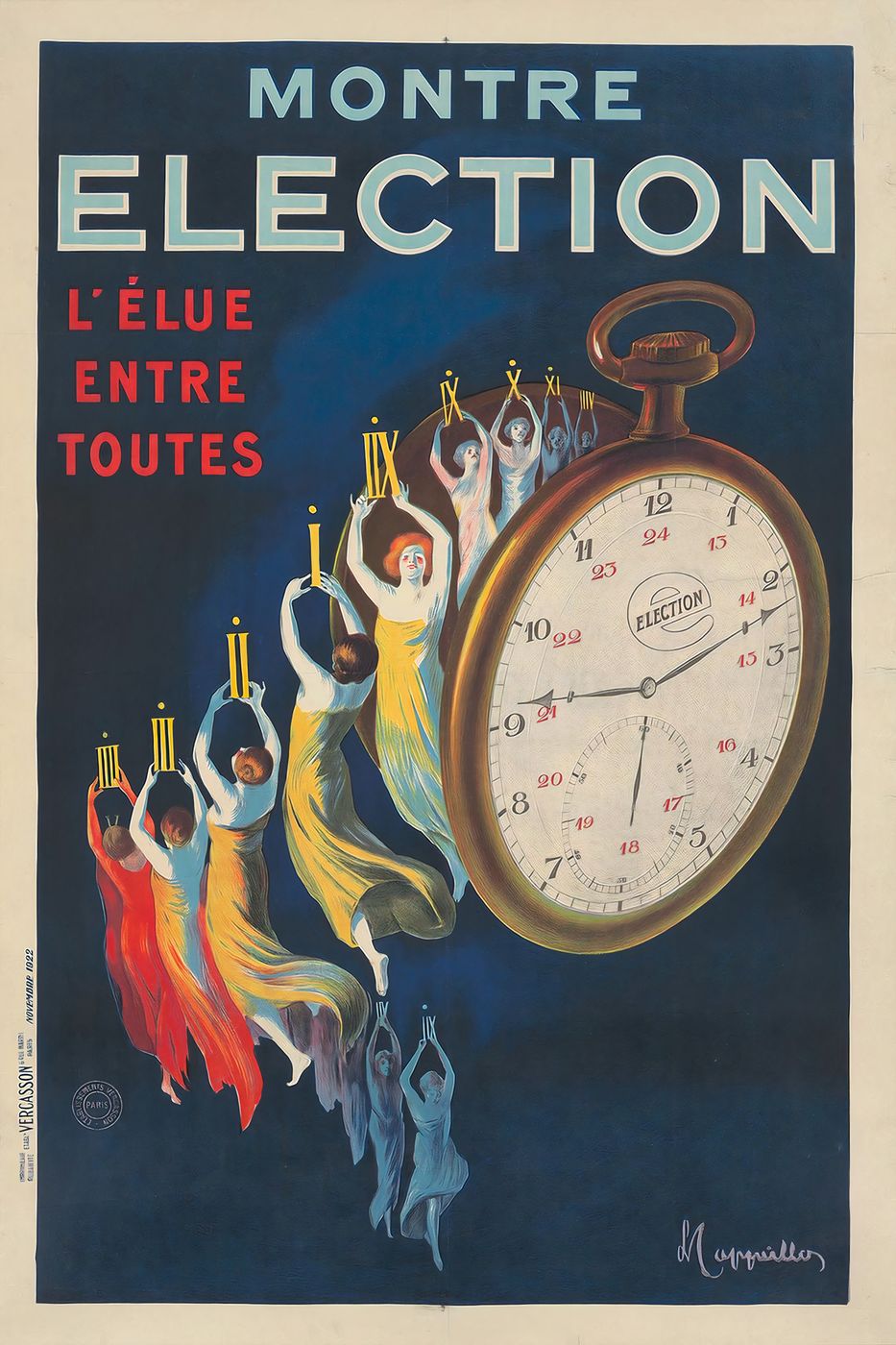 Montre Election 1922 - Leonetto Cappiello Vintage Advertising Poster, Belle Epoque French Print, Poster Art Wall Art