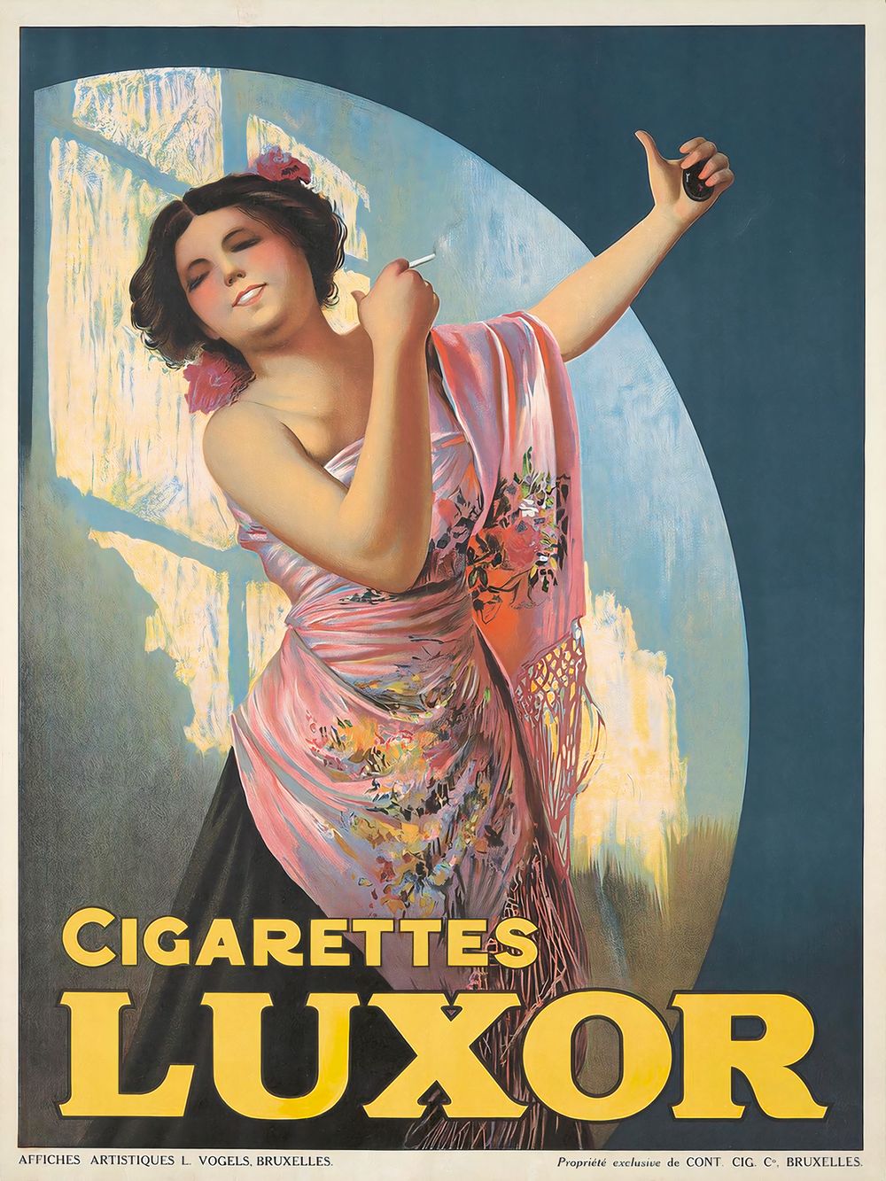 Cigarettes Luxor - Vintage Tobacco Poster, Art Deco Wall Art, Man Cave Decor, Bar & Study Print, France Advertising