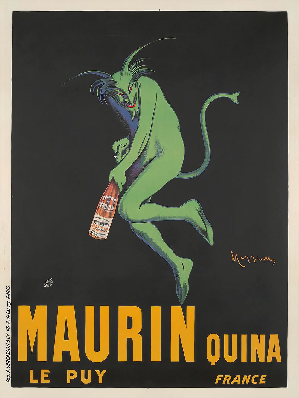 Leonetto Cappiello Maurin Quina - Vintage Aperitif Poster, Art Nouveau Bar Cart Wall Art, Cocktail Bar Decor, Kitchen Print