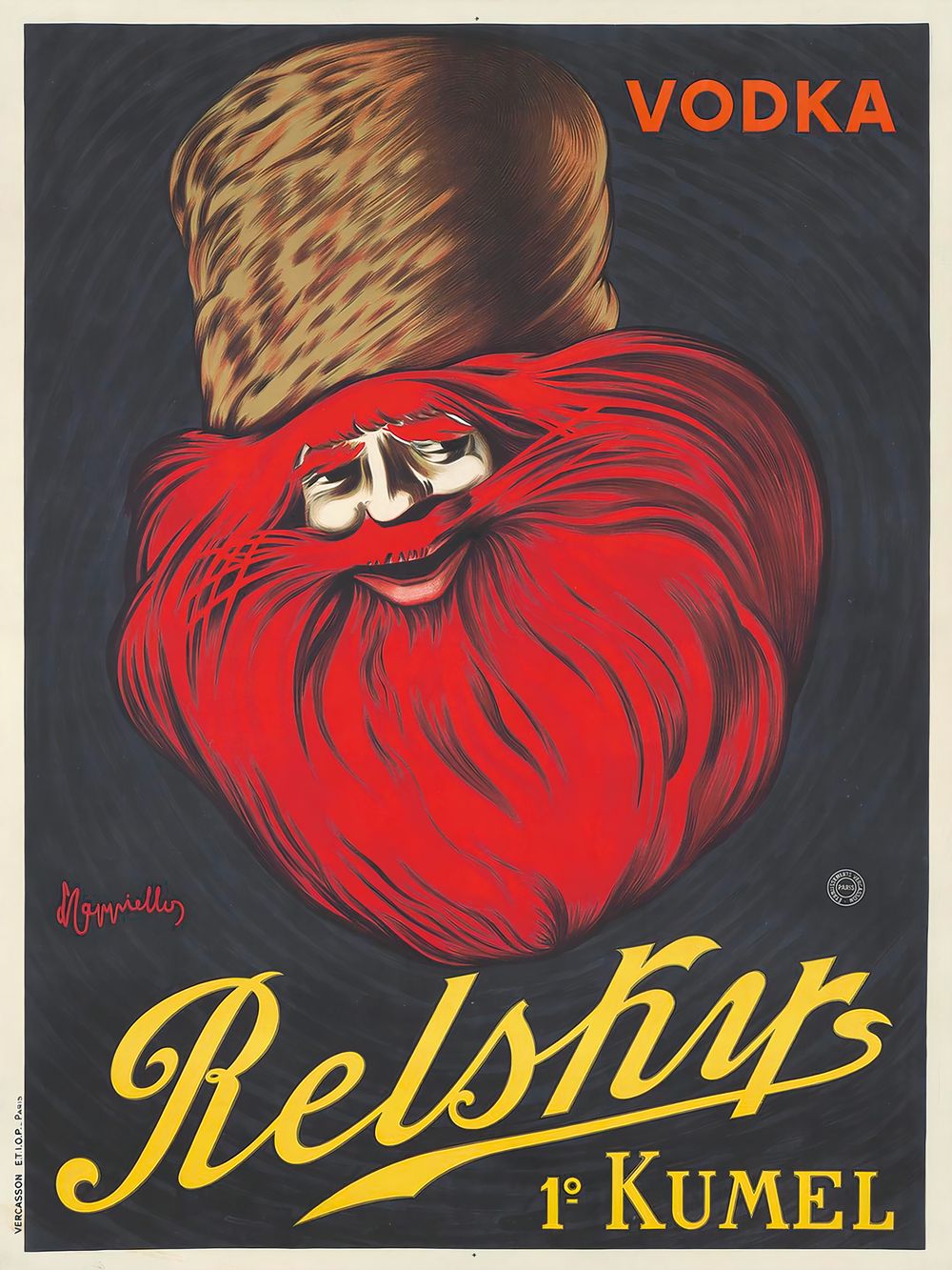 Leonetto Cappiello Relskys Vodka - Vintage Spirits Poster, Art Nouveau Bar Cart Wall Art, Cocktail Bar Decor, Kitchen Print