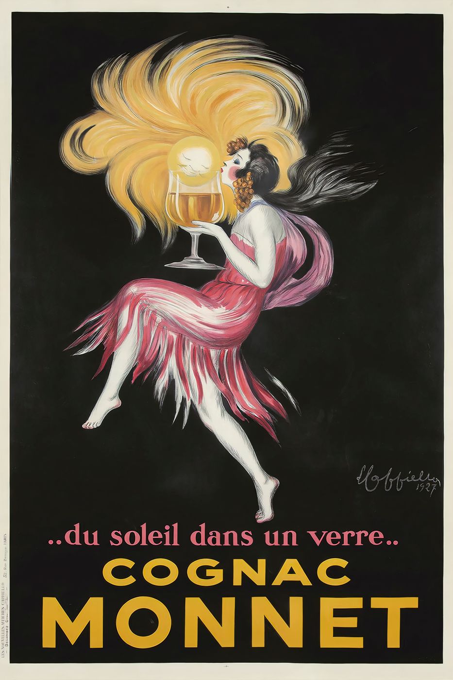 Leonetto Cappiello Cognac Monnet - Vintage Cognac Poster, Art Deco Bar Cart Wall Art, Cocktail Bar Decor, Kitchen Print, France Advertising