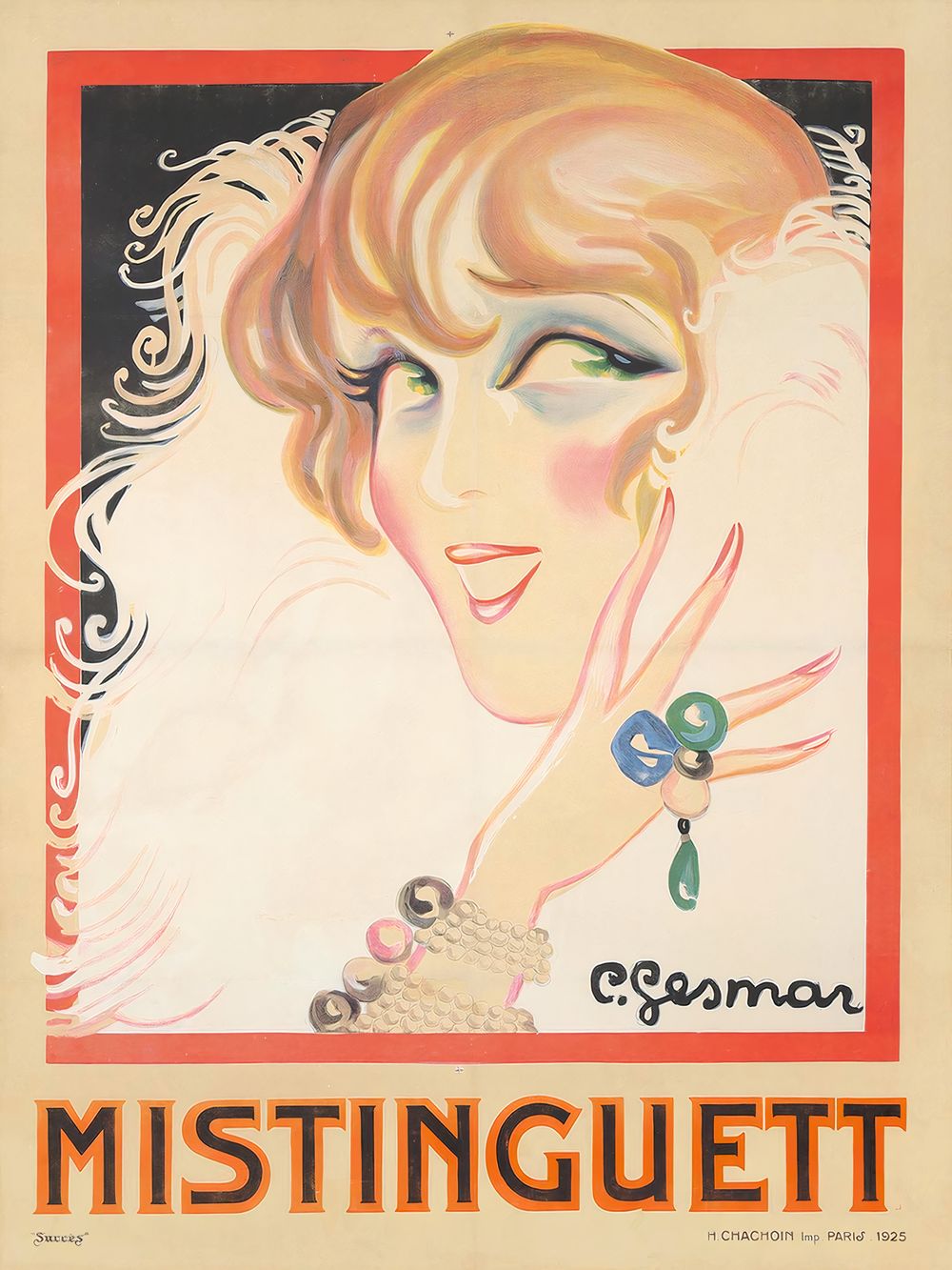 Charles Gesmar Mistinguett / Jewels - Vintage Cabaret Poster, Art Deco Wall Art, Parisian Nightlife Print, Lounge Bar Decor