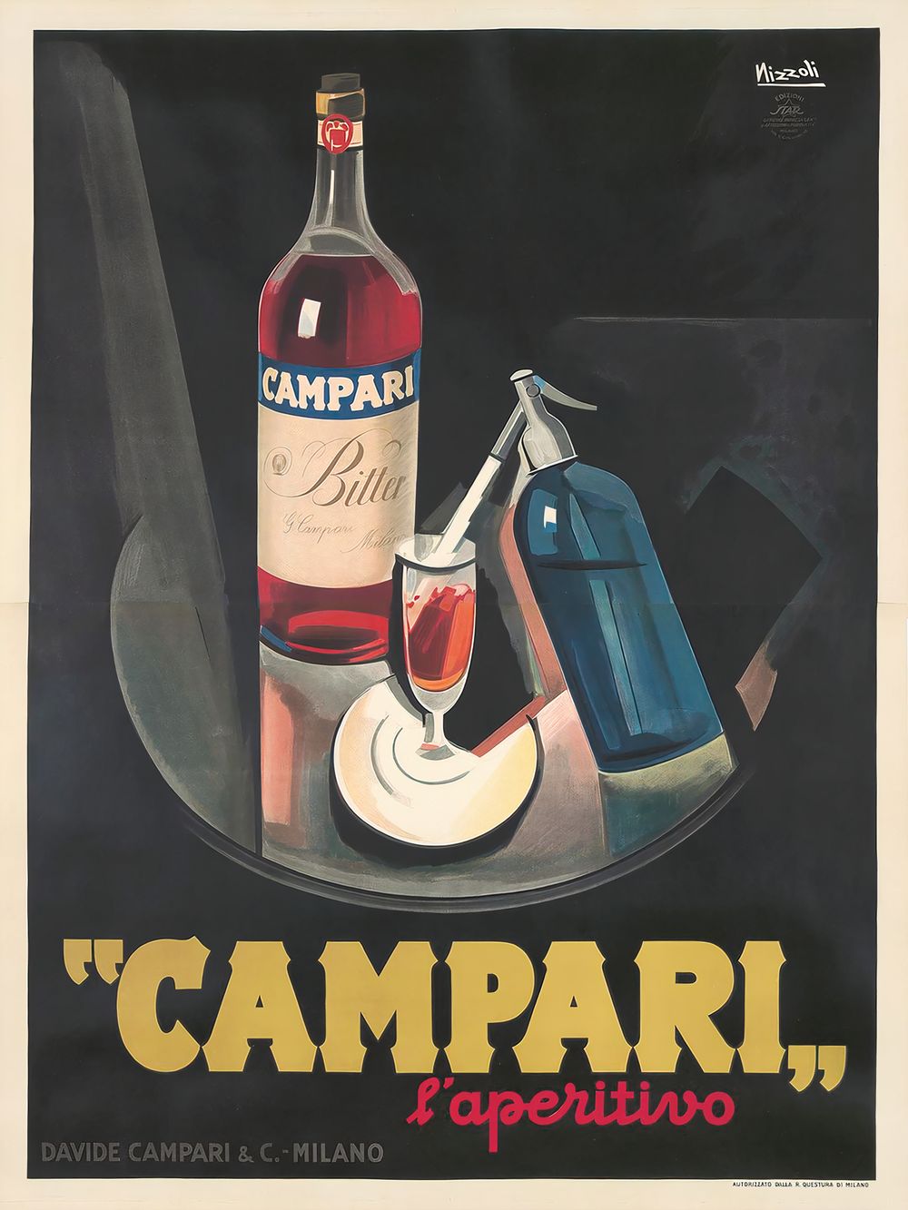Marcelo Nizzoli Campari / l'aperitivo - Vintage Aperitif Poster, Art Deco Bar Cart Wall Art, Cocktail Bar Decor, Kitchen Print