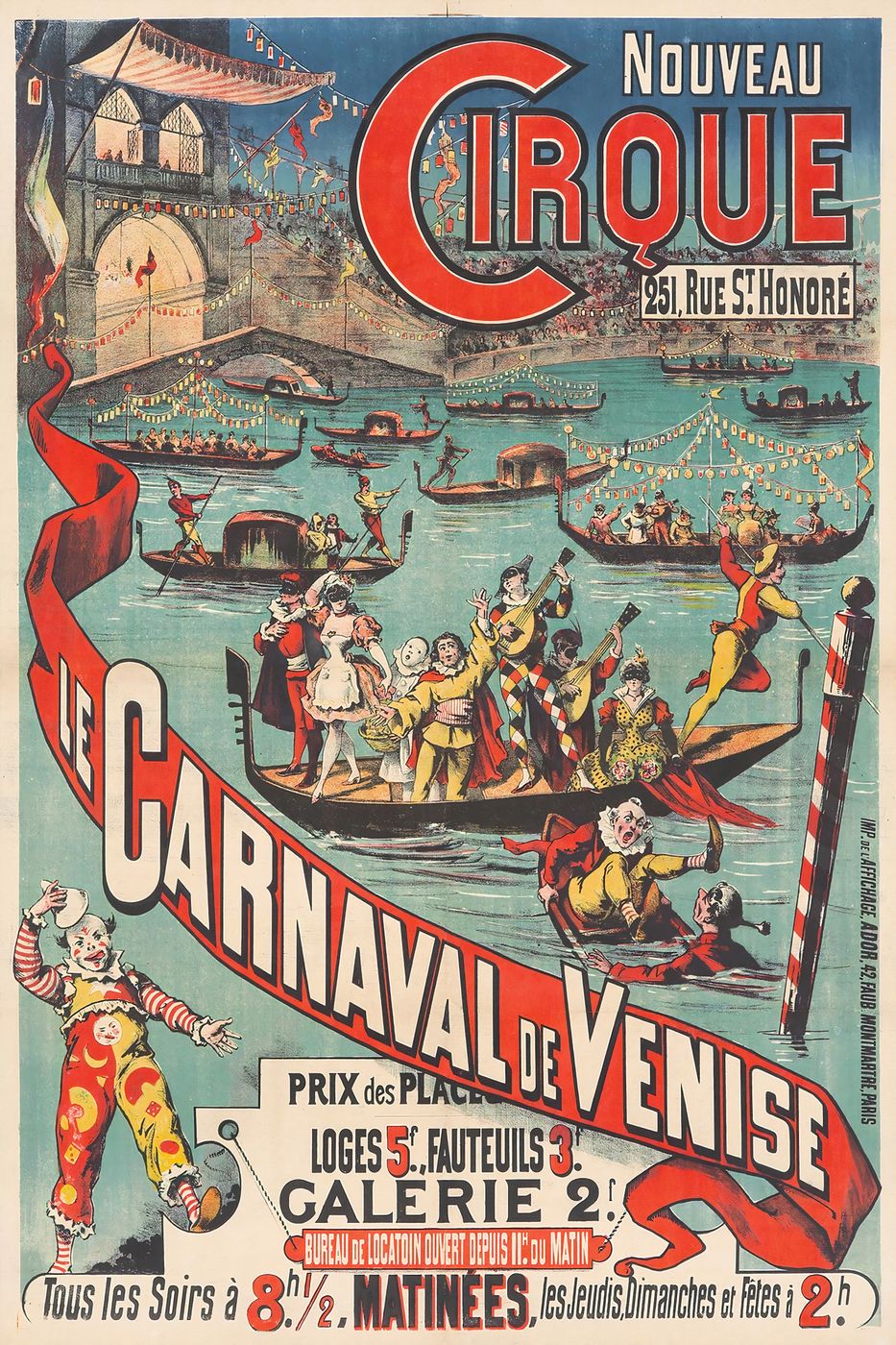 Nouveau Cirque / Le Carnaval de Venise - Vintage Cabaret Poster, Belle Epoque Print, Parisian Nightlife Art, Cabaret Wall Decor