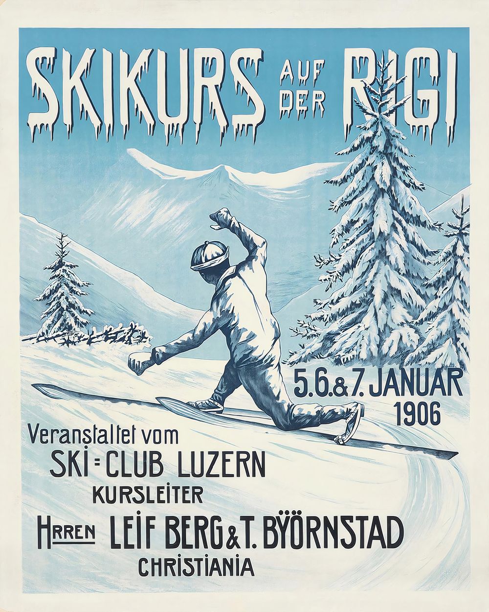 Skikurs auf der Rigi - Vintage Ski Poster, Switzerland Winter Sports Print, Alpine Wall Art, Ski Lodge Decor, Retro Travel Poster