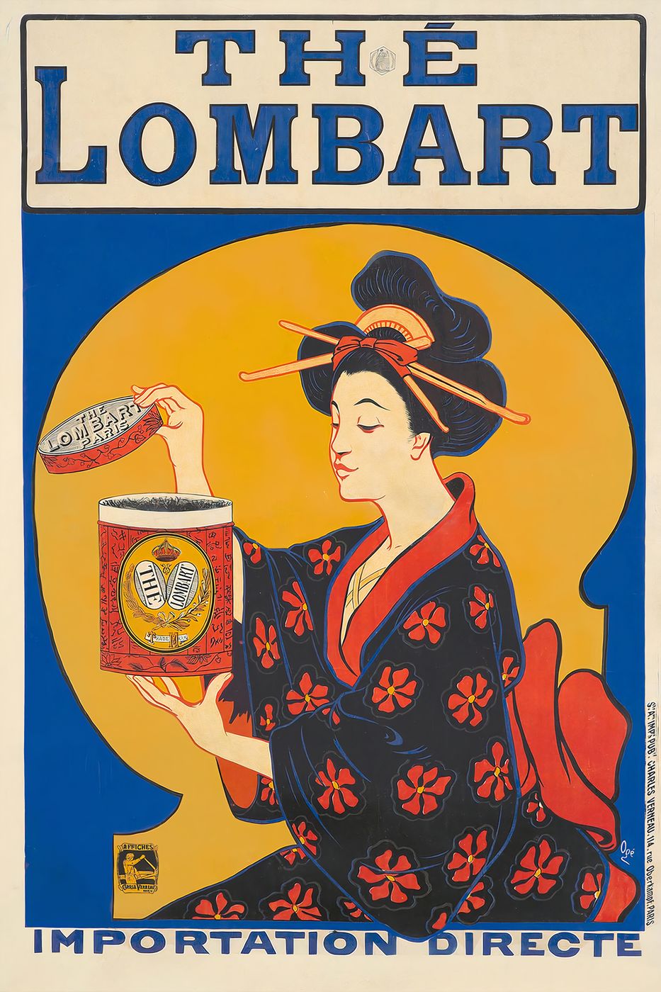 Eugene Oge The Lombart - Vintage Tea Poster, Art Nouveau Kitchen Wall Art, Vintage Kitchen Decor, Cafe Wall Art, France Advertising