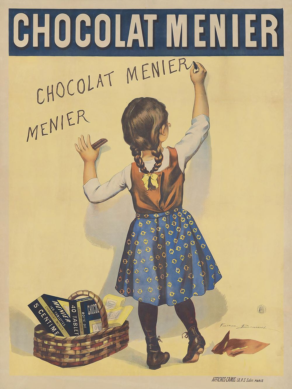 Firmin Bouisset Chocolat Menier - Vintage Chocolate Poster, Art Nouveau Kitchen Wall Art, Vintage Kitchen Decor, Cafe Wall Art