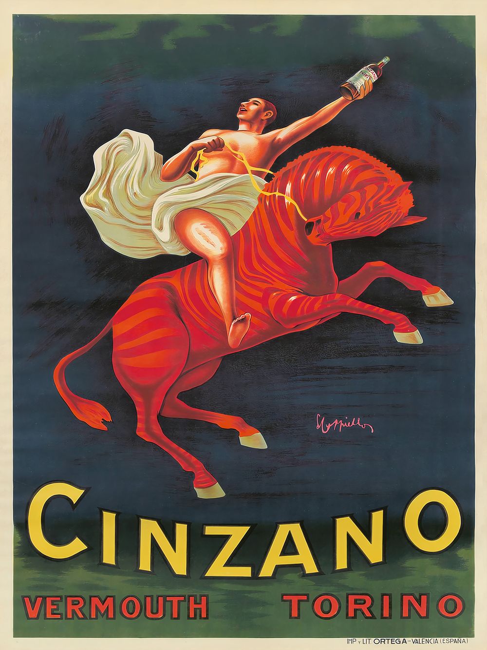 Leonetto Cappiello Cinzano - Vintage Aperitif Poster, Art Nouveau Bar Cart Wall Art, Cocktail Bar Decor, Kitchen Print, Italy Advertising