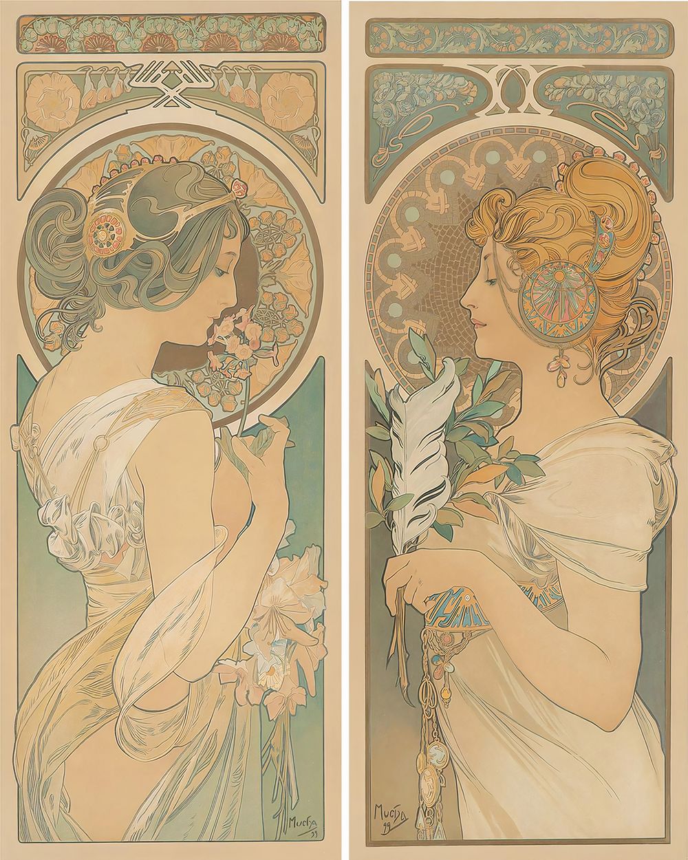 Alphonse Mucha Plume et Primevere