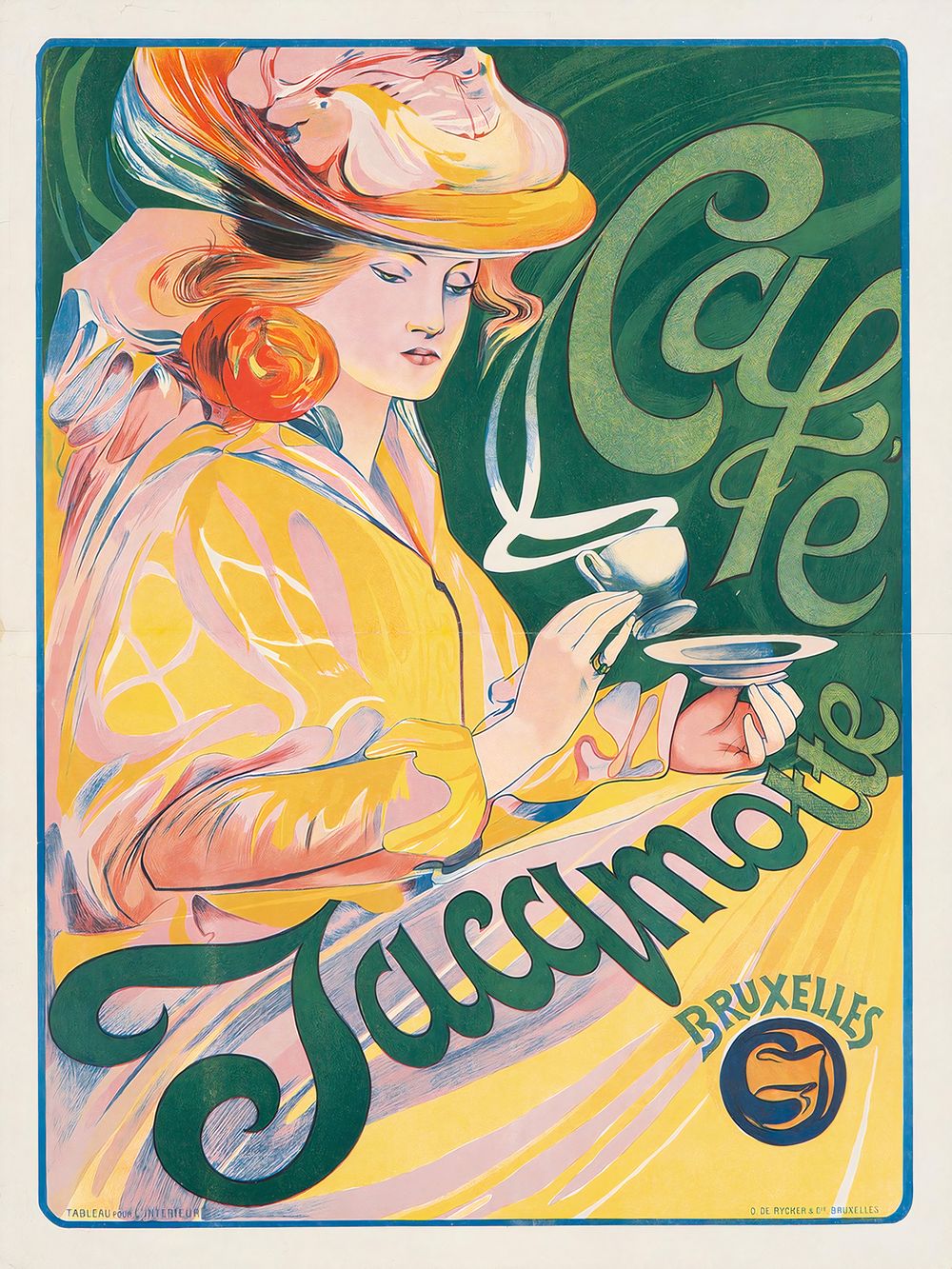 Fernand Toussaint Cafe Jacqmotte - Vintage Coffee Poster, Art Nouveau Kitchen Wall Art, Vintage Kitchen Decor, Cafe Wall Art