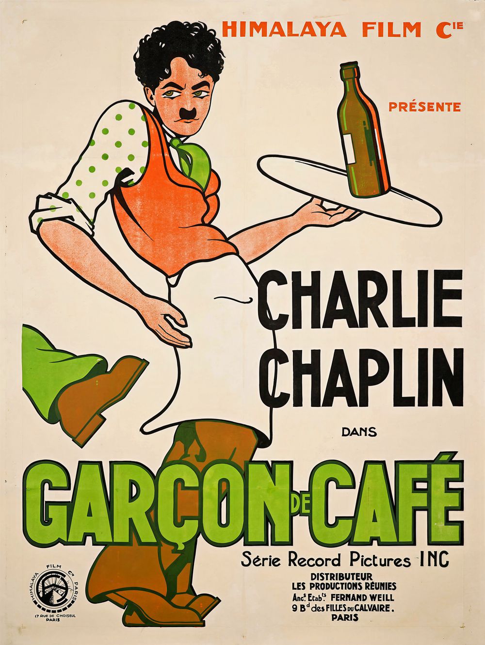 Jean Auvigne Charlie Chaplin/Garcon de Cafe - Vintage Coffee Poster, Art Nouveau Kitchen Wall Art, Vintage Kitchen Decor, Cafe Wall Art