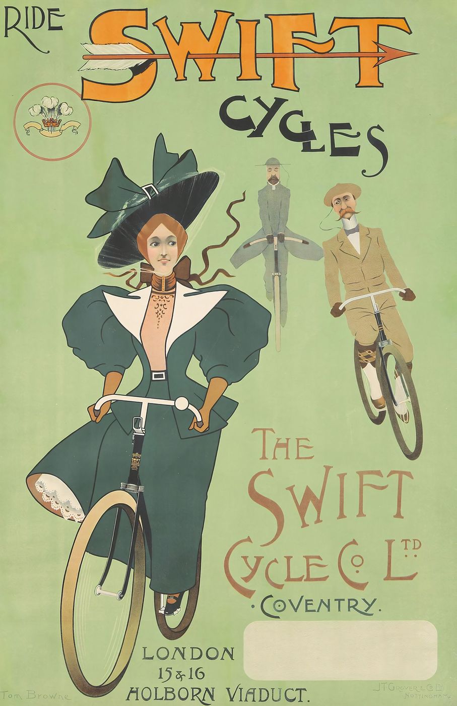 Swift Cycles 1898 - Tom Browne Vintage Poster, Belle Epoque French Print, Poster Art Wall Art