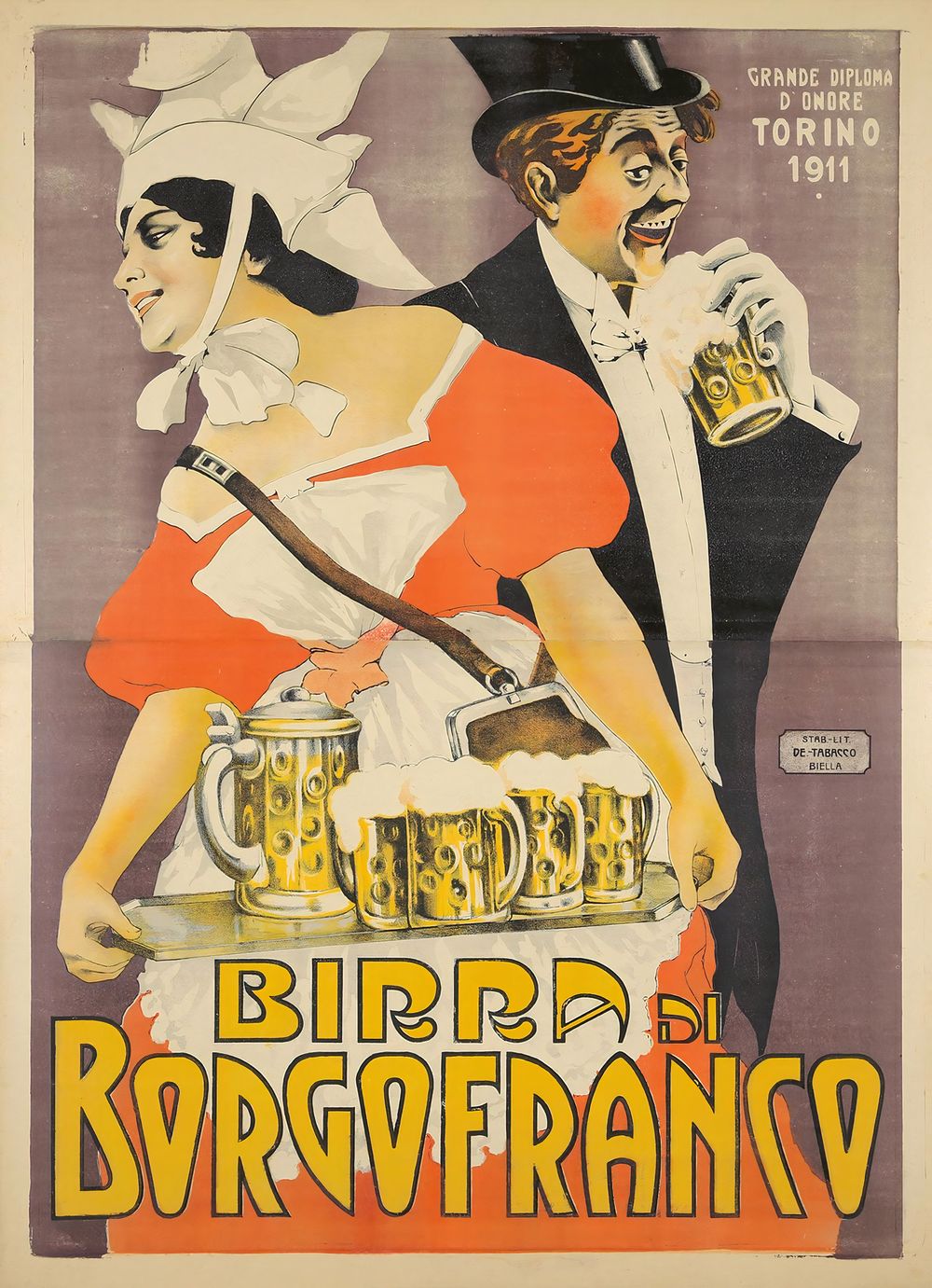Birra di Borgofranco - Vintage Aperitif Poster, Art Nouveau Bar Cart Wall Art, Cocktail Bar Decor, Kitchen Print, Usa Advertising