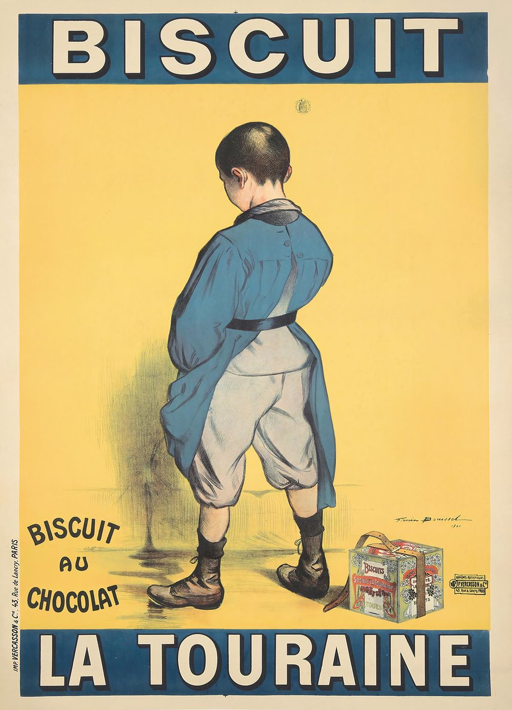 Firmin Bouisset Biscuit La Touraine - Vintage Biscuit Poster, Art Nouveau Kitchen Wall Art, Vintage Kitchen Decor, Cafe Wall Art