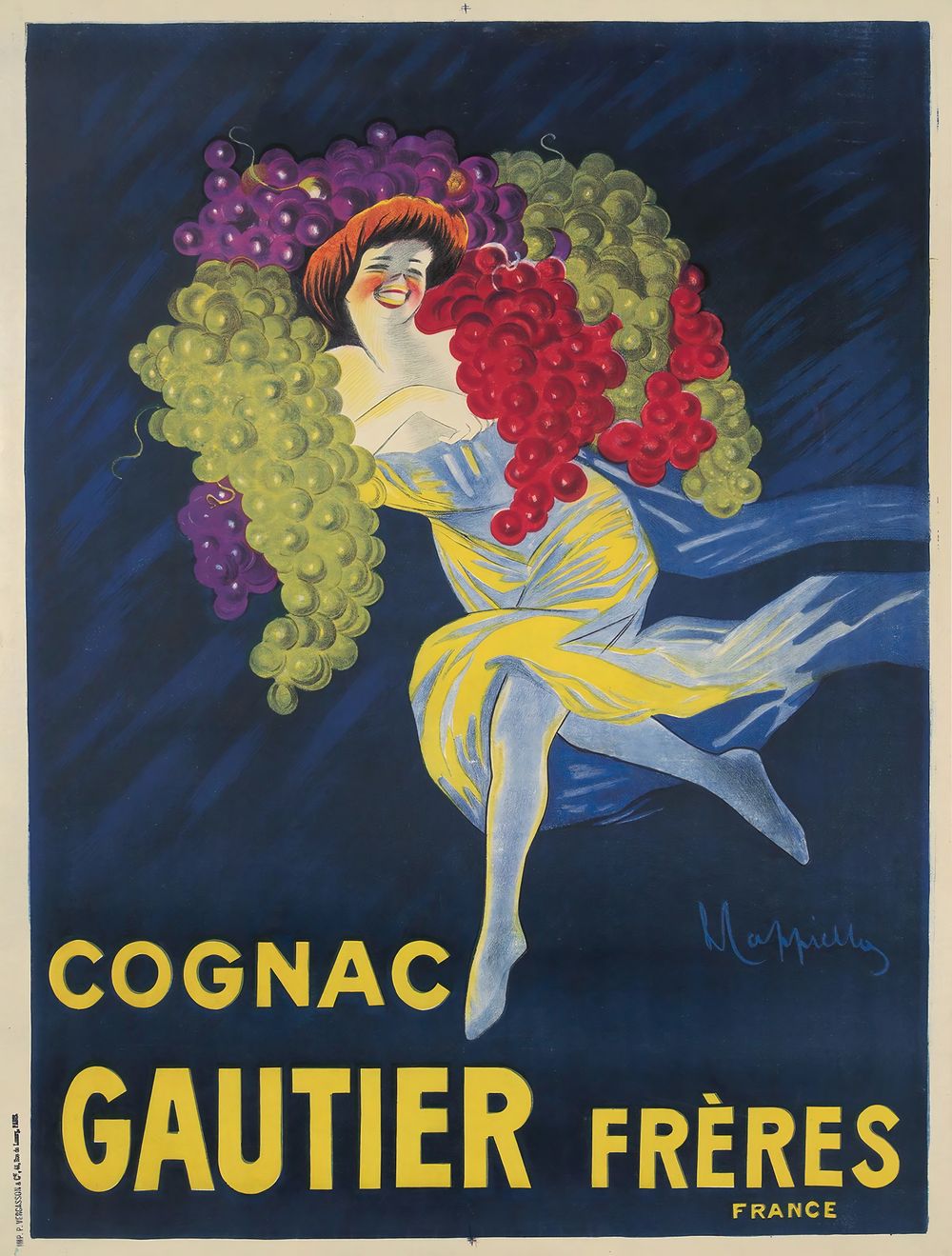 Leonetto Cappiello Cognac Gautier Freres - Vintage Cognac Poster, Art Nouveau Bar Cart Wall Art, Cocktail Bar Decor, Kitchen Print
