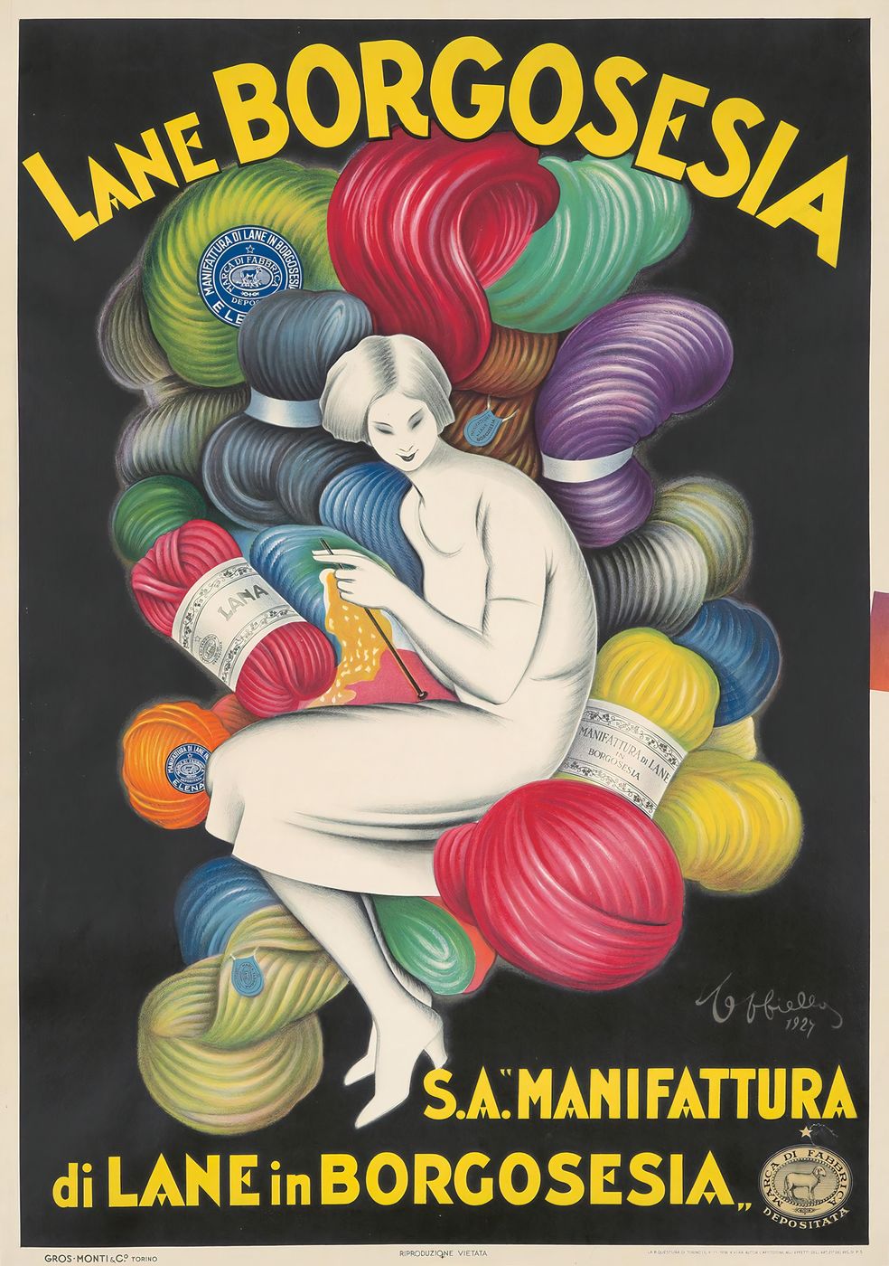 Lane Borgosesia 1927 - Leonetto Cappiello Vintage Advertising Poster, Belle Epoque French Print, Poster Art Wall Art