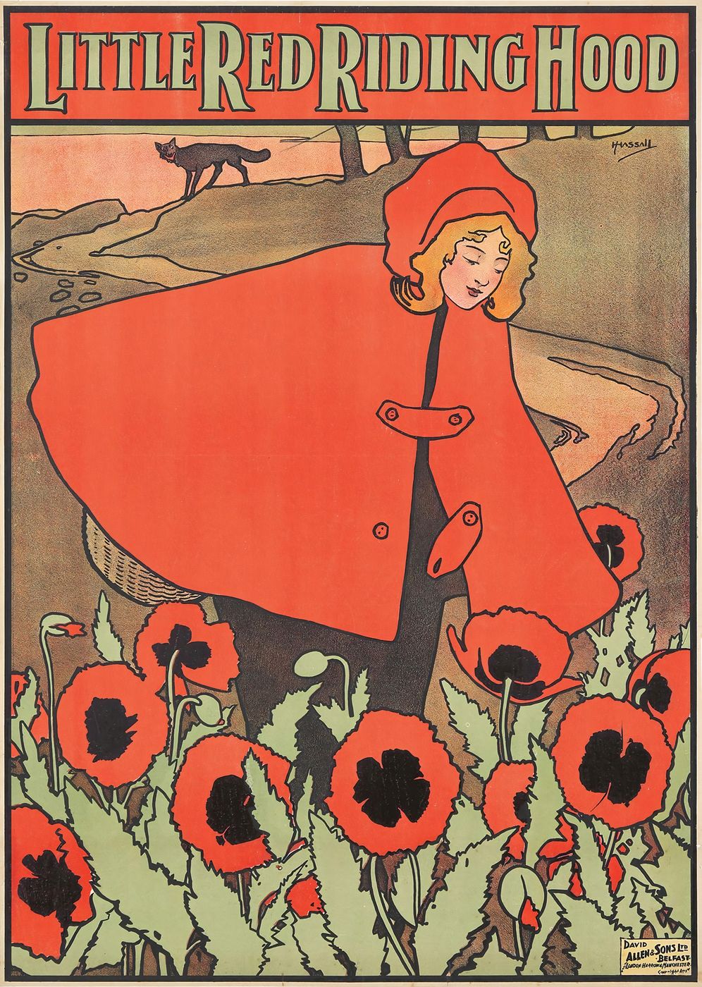Little Red Riding Hood 1900 - John Hassall Vintage Poster, Belle Epoque French Print, Poster Art Wall Art