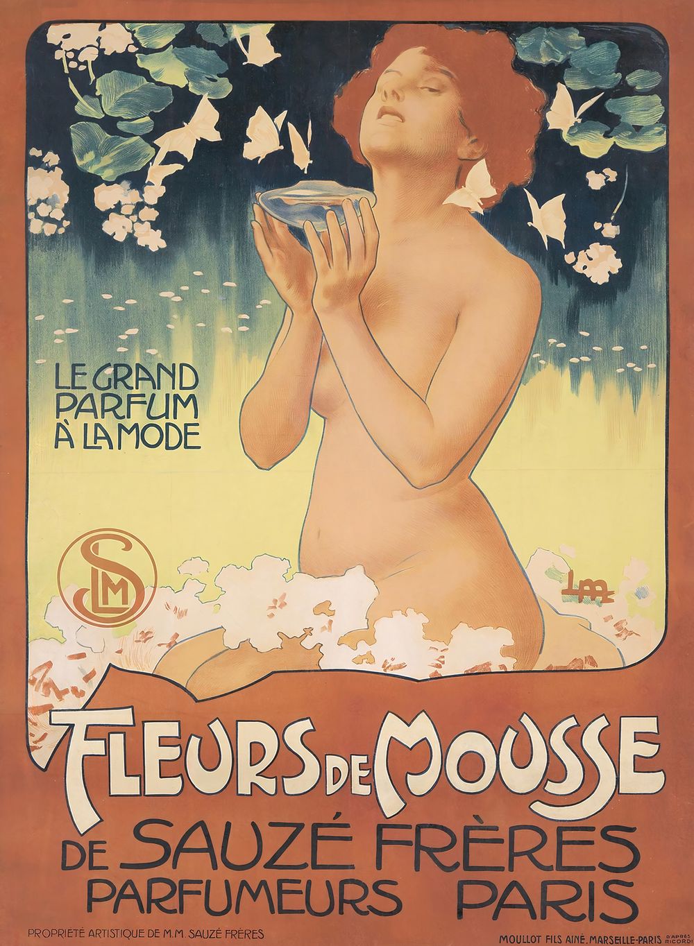 Fleurs de Mousse 1898 - Leopoldo Metlicovitz Art Nouveau Poster, Belle Epoque Italian Print, Woman Portrait Wall Art
