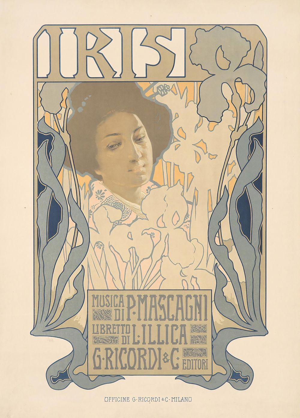 Iris 1899 - Leopoldo Metlicovitz Art Nouveau Poster, Belle Epoque Italian Print, Woman Portrait Wall Art