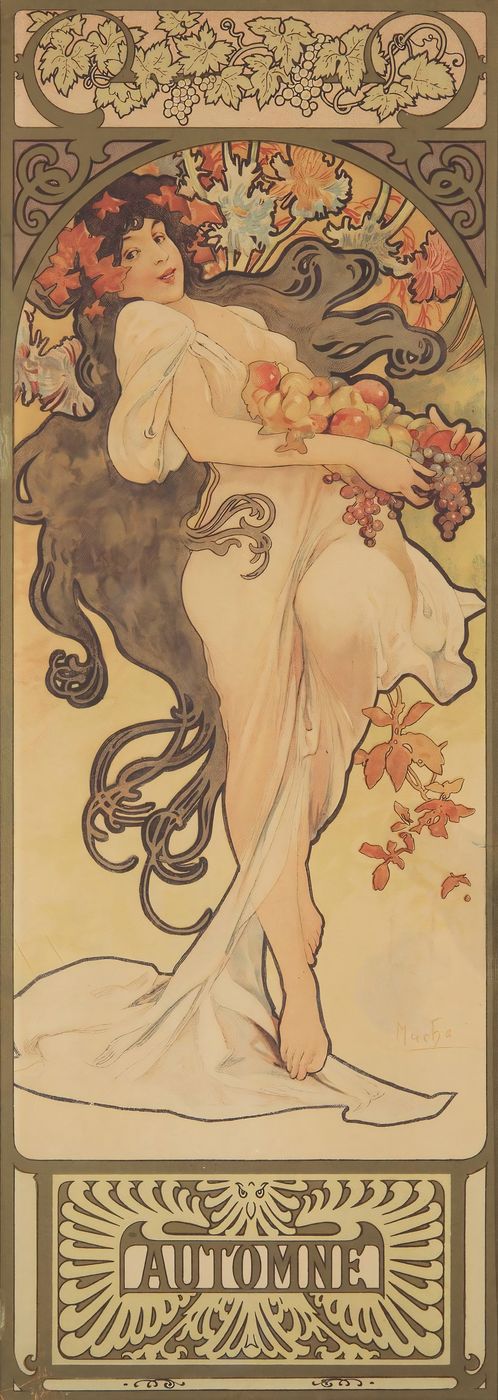 The Seasons 1897 - Alphonse Mucha Art Nouveau Poster, Belle Epoque French Print, Woman Portrait Wall Art