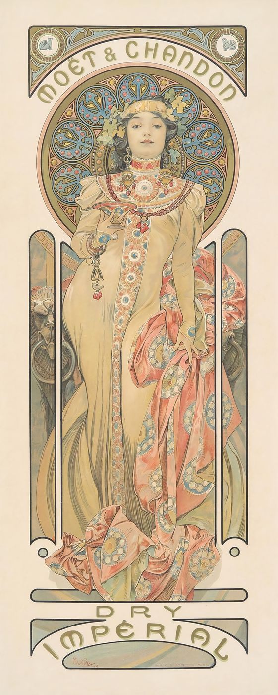 Moet & Chandon 1899 - Alphonse Mucha Art Nouveau Poster, Belle Epoque French Print, Woman Portrait Wall Art
