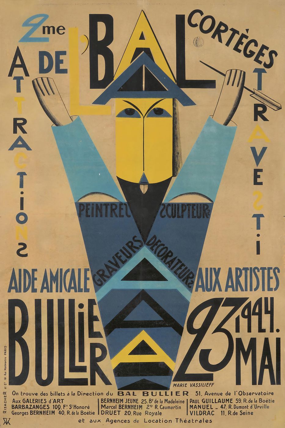 2me AAAA Bal / Bullier 1924 - Julius A. Schweinfurth Vintage Poster, Belle Epoque French Print, Poster Art Wall Art
