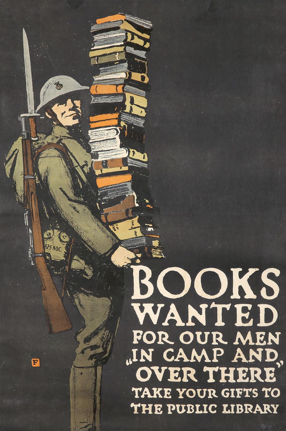 Books Wanted for Our Men 1918 - Charles Buckles Falls Vintage Poster, Belle Epoque French Print, Poster Art Wall Art
