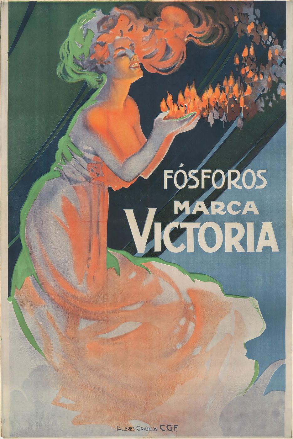 Victoria Fosforos 1915 - Vintage Poster, Belle Epoque French Print, Poster Art Wall Art