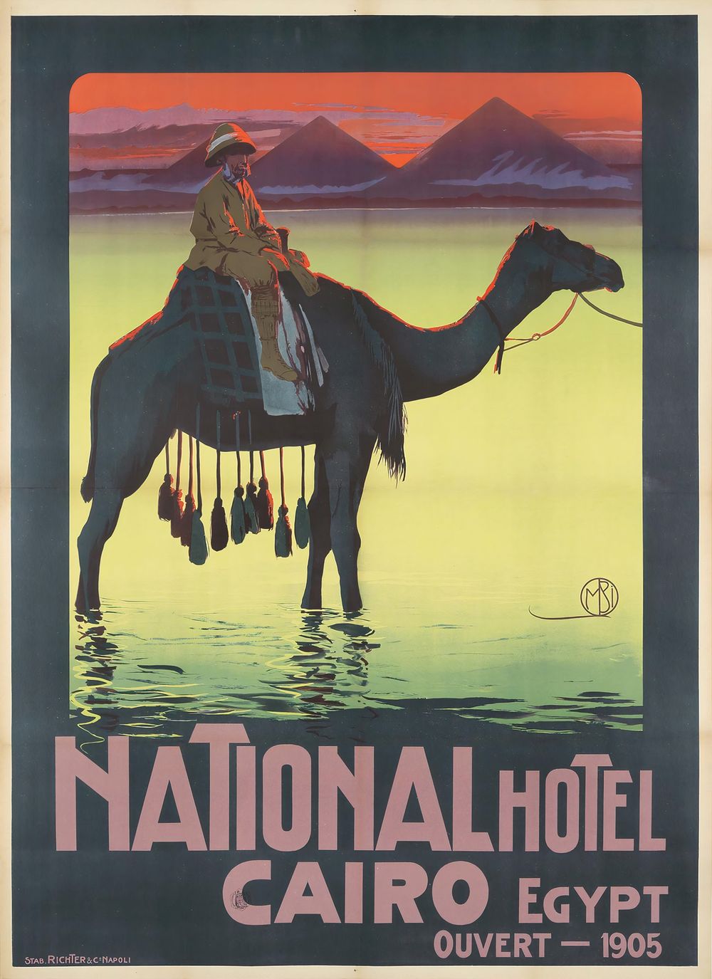 National Hotel Cairo 1905 - Mario Borgoni Vintage Poster, Belle Epoque French Print, Poster Art Wall Art