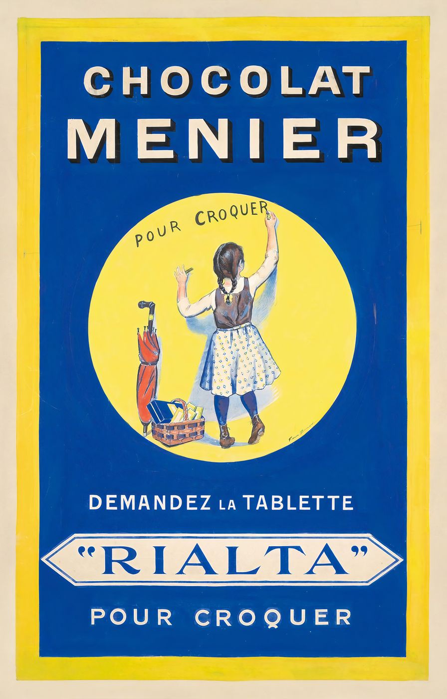 Gaspar Camps Chocolat Menier / "Rialta" : Maquette - Vintage Chocolate Poster, Art Nouveau Kitchen Wall Art, Vintage Kitchen Decor