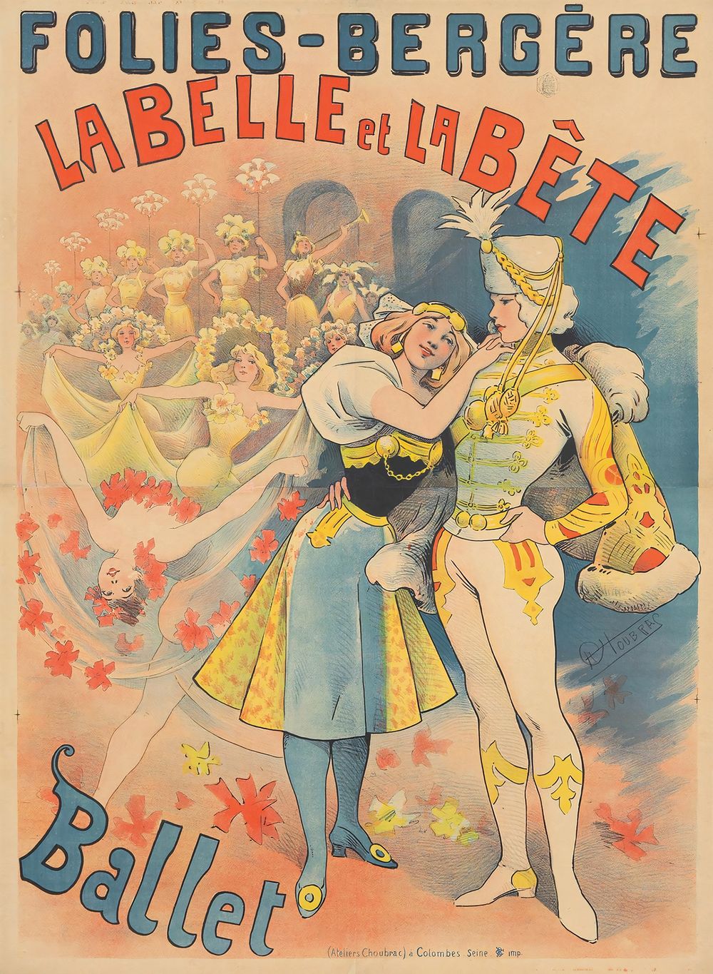 Leon Dardenne Folies-Bergere / La Belle et La Bete - Vintage Cabaret Poster, Art Nouveau Wall Art, Parisian Nightlife Print