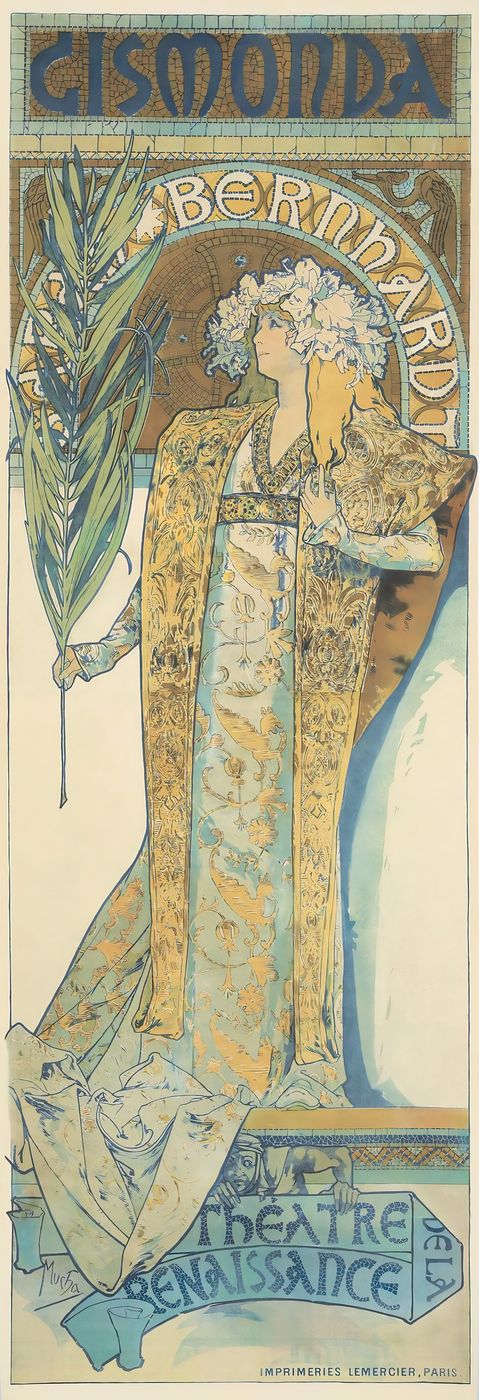Gismonda / Theatre de la Renaissance 1894 - Alphonse Mucha Art Nouveau Poster, Belle Epoque French Print, Woman Portrait Wall Art