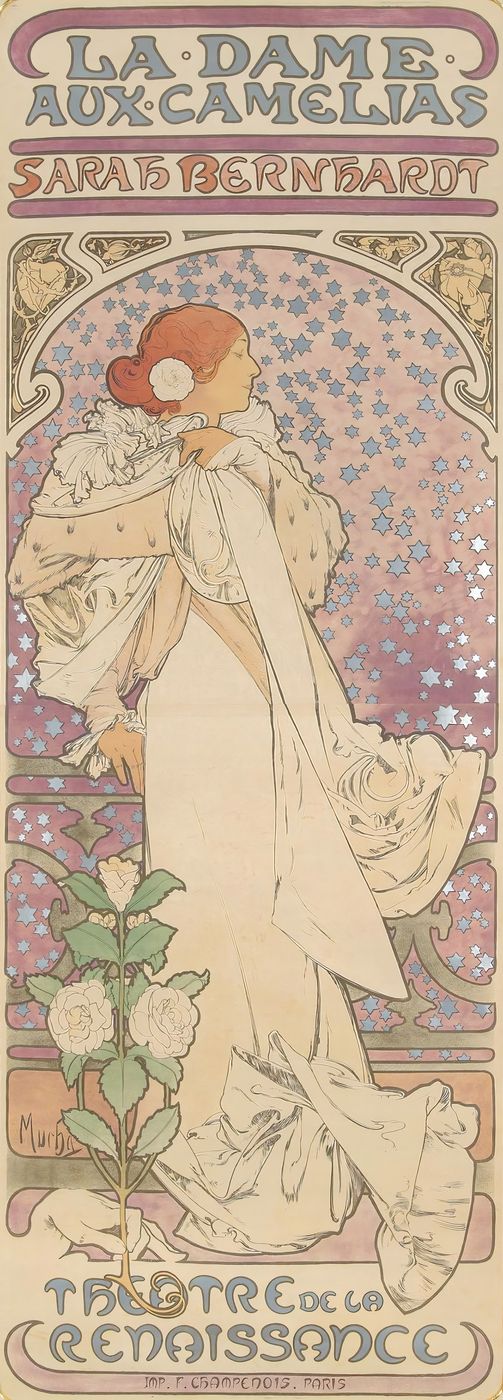 La Dame aux Camelias 1896 - Alphonse Mucha Art Nouveau Poster, Belle Epoque French Print, Woman Portrait Wall Art