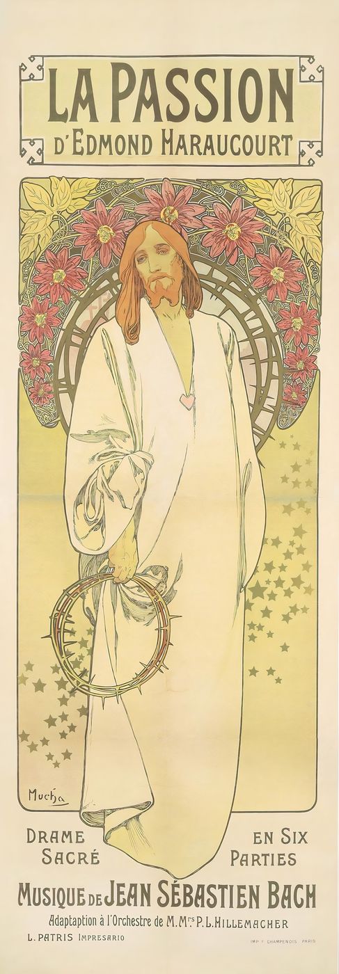 La Passion 1904 - Alphonse Mucha Art Nouveau Poster, Belle Epoque French Print, Woman Portrait Wall Art