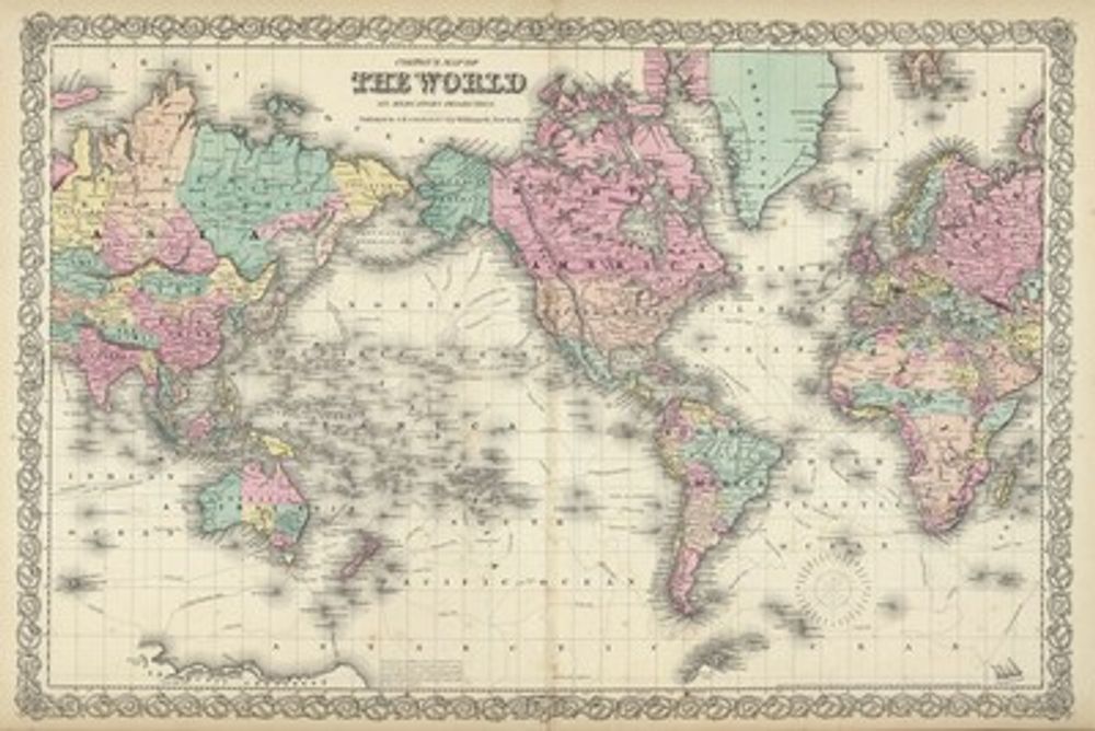 Antique Map of the World - Vintage World Map Print, Old Cartography Wall Art, Classic Globe Poster