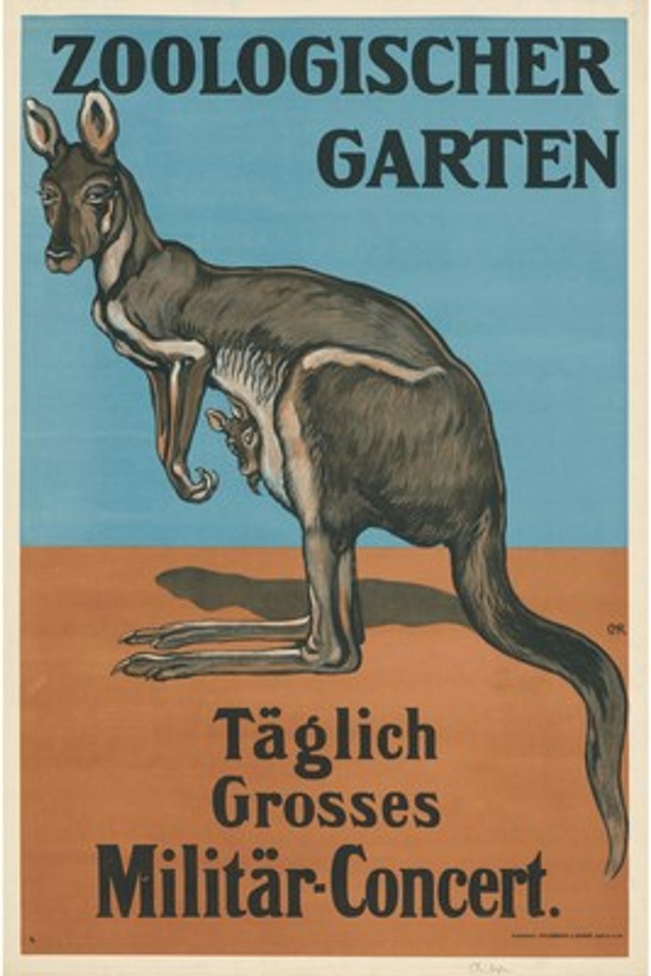 Vintage Zoo Kangaroo Poster - Antique Zoologischer Garten Advertising Print, Kangaroo Wall Art, Nursery Animal Poster