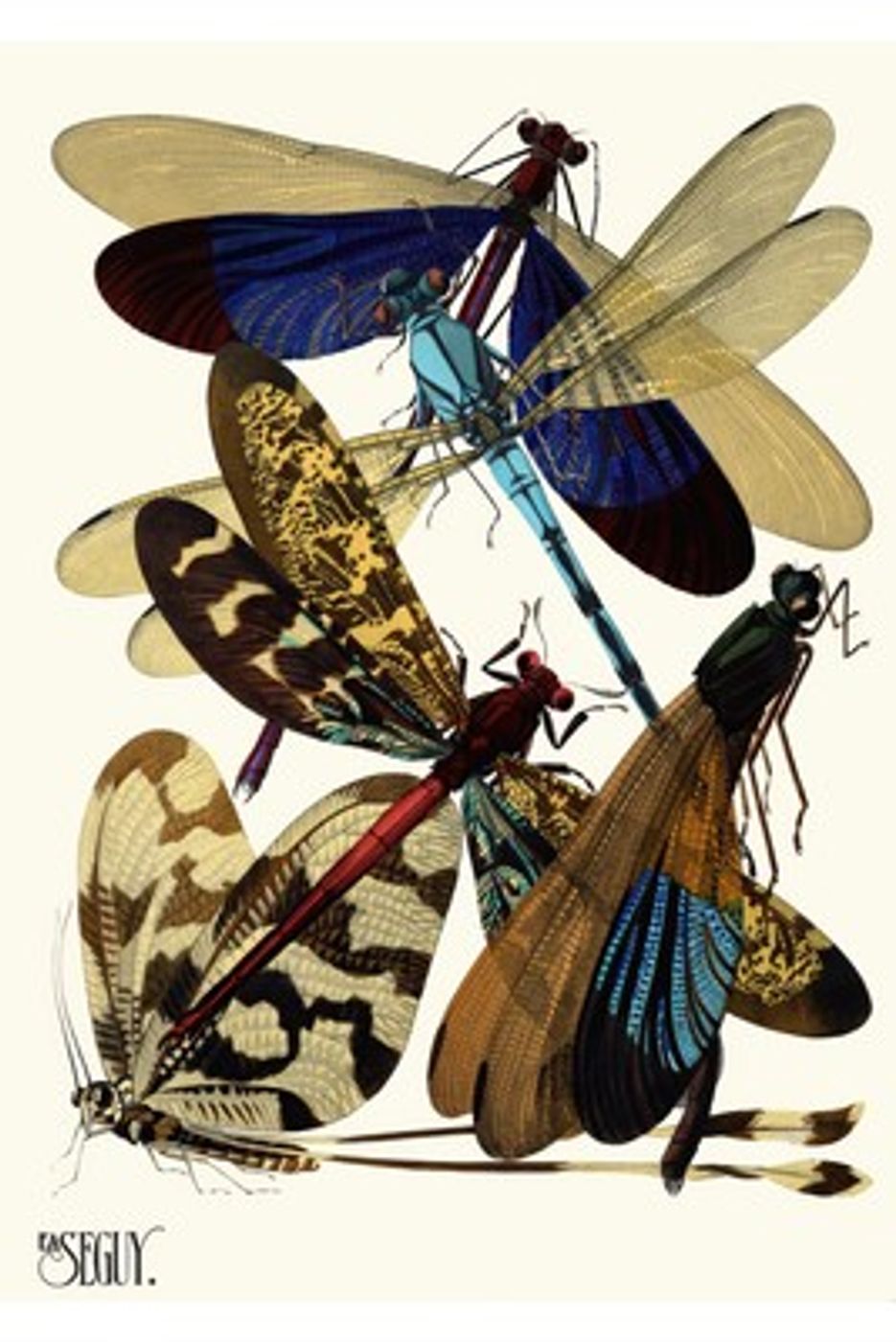 Art Deco Insects Plate 2 by E.A. Seguy - Vintage 1929 Pochoir Print, Colorful Butterfly Beetle Wall Art, Maximalist Poster