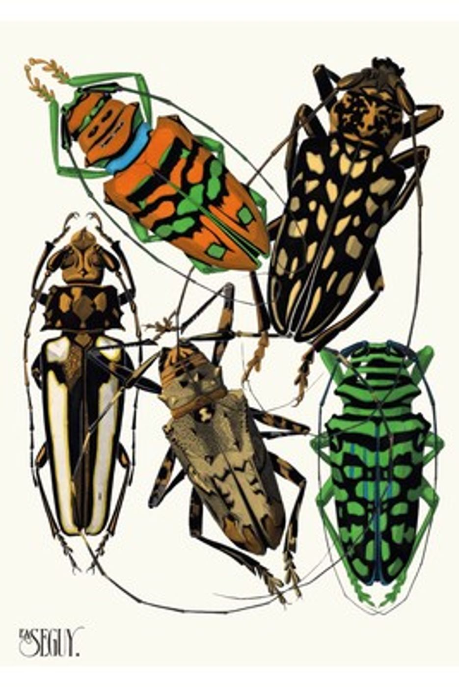 Art Deco Insects Plate 15 by E.A. Seguy - Vintage 1929 Pochoir Print, Colorful Butterfly Beetle Wall Art, Maximalist Poster
