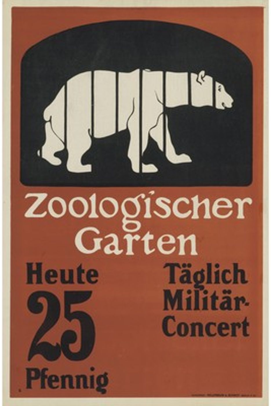 Vintage Zoo Polar Bear Poster - Antique Zoologischer Garten Advertising Print, Polar Bear Wall Art, Retro Poster