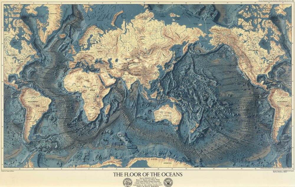 The Floor of the Oceans Map Poster 1976
